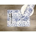 thumbnail image 2 of Set of 4 Rose Garden Placemat, blue roses, and chamomiles floral Printed placemat. 14" x 19". Washable Cotton Placemat for fall dining table, 2 of 7
