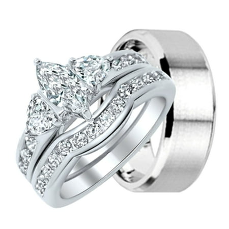 His and Hers Wedding Ring Set Matching Wedding Bands for 