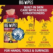 Big Wipes Heavy Duty Hand Cleaning Wipes, Textured Cloths for Removing Grease and Grime, 80 Count Canister