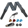 thumbnail image 2 of Shoulder Strap Guitar Pick Set,Blue Gray Embroidered Guitar Buckle Shoulder Strap Guitar Pick Embroidered Guitar Strap Exquisite Design, 2 of 12