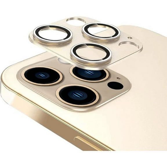 KONEE Camera Lens Protector Compatible with iPhone 13 Pro/ 13 Pro Max, 9H Tempered Glass Screen Protector, Metal Protective Lens Cover for iPhone 13 Pro/ iPhone 13 Pro Max - Gold