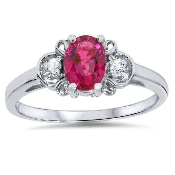 Pompeii 5/8ct Ruby & Diamond Ring 14K White Gold (G/H,SI2)