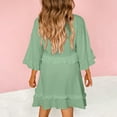 thumbnail image 4 of Qertyioot Nouvelle Robe en Satin Unie à Col en V avec Ourlet Fendu Robe Aguichant Printemps/été, 4 of 7