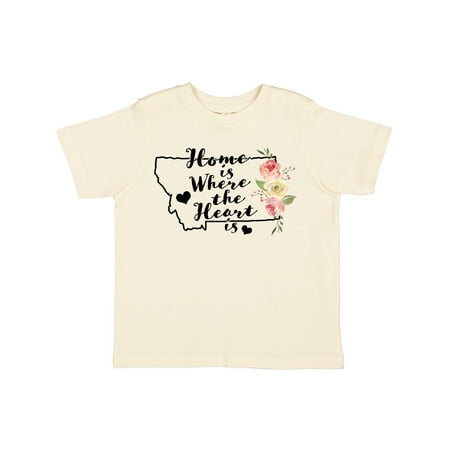 

Inktastic Montana Home is Where the Heart is with Watercolor Floral Gift Toddler Boy or Toddler Girl T-Shirt