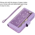 thumbnail image 2 of Wallet Case for iPhone 13 Pro Max 6.7 inch, Magnetic Handbag Zipper Pocket PU Leather Flip with 9 Card Slots and Wrist Strap Folio TPU Inner Stand Case - Purple, 2 of 14