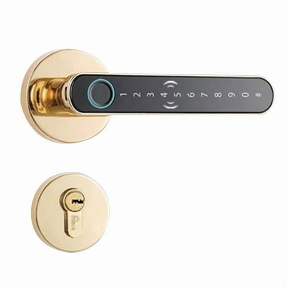 Smart Split Lever Door Lock Keyless Bluetooth Fingerprint Door Lock Card Tuya APP Security Digital Door Lock Gold