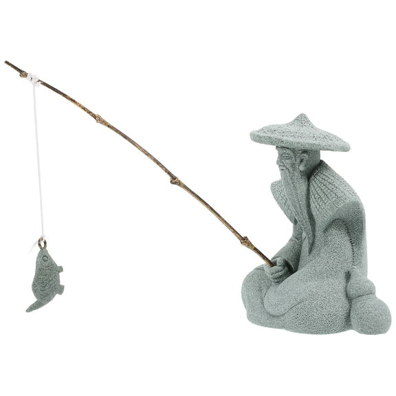 LITINKIMI Japanese Garden Resin Sculpture Set Grey Outdoor Decor for Zen Garden Patio Yard Decoration