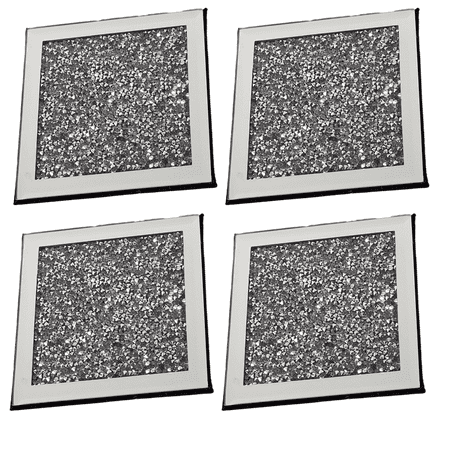 

Glass Mirrored Coaster Crushed Diamond Cup Mat Decor on Tabletop for Restaurant Kitchen Bar Dining Table Shape 2