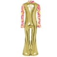 thumbnail image 5 of Haitryli Child Retro S Disco Outfit Boys Metallic Fabric Long Sleeve Zip Front Flared Pants Jumpsuit Gold 8, 5 of 6