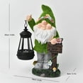 thumbnail image 3 of Ireezec Solar Powered Flocked Gnome Lantern Outdoor Garden Decor with Warm White LED Lights for Patio Yard Pathway Landscape Decoration Waterproof Resin Statue Fairy Ornament, 3 of 6