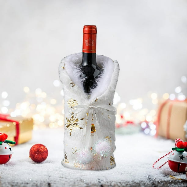 Funda para Botella de Vino Navideña, Conjunto de Ropa, Adornos para Botellas de Vino, Bolsa, Decoración para Mesa de Cena y Fiesta de Navidad, Regalos