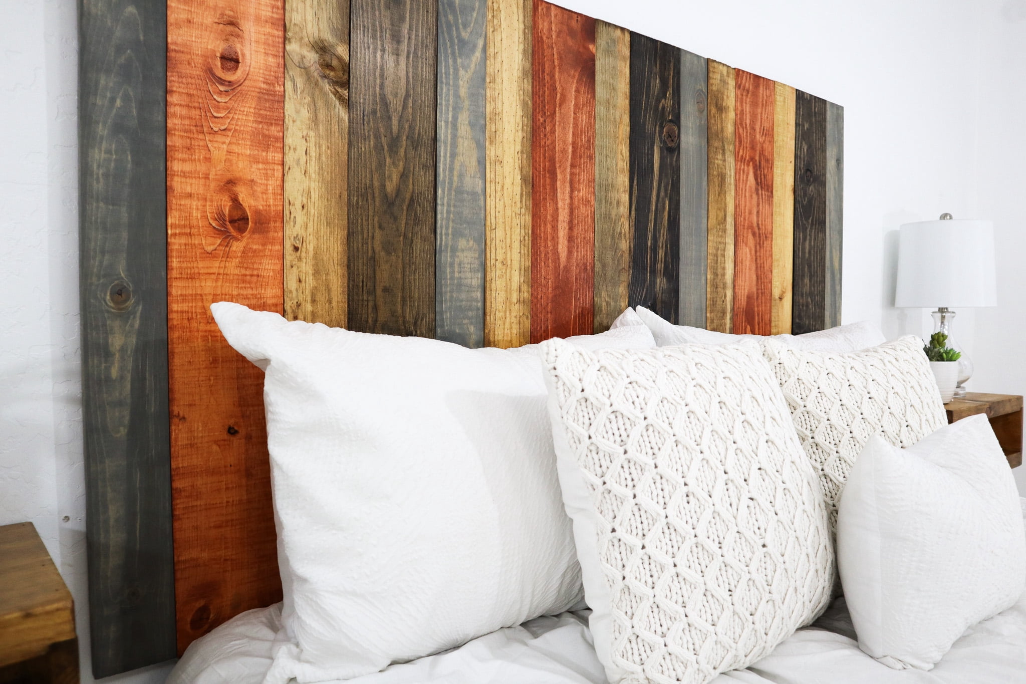 Barn Walls Harvest Mix Signature Design, Multicolored Solid Wood Headboard, Floating Panels, Wall Mount, Adjustable Height, Easy Assembly, California King Size