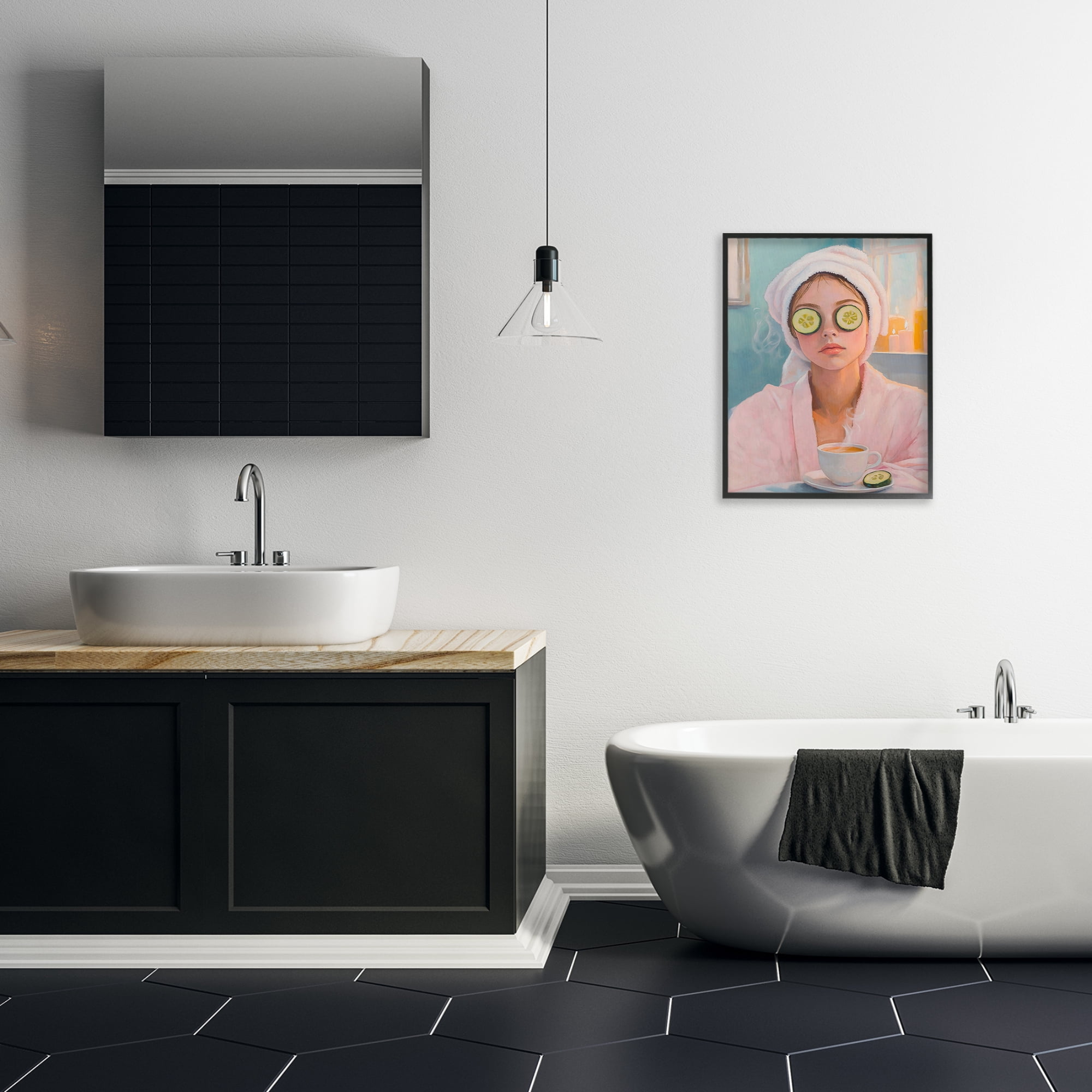 Stupell Industries Spa Day Cucumber Self Care Black Framed Giclee Art, design by The Prints Vibe