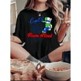 thumbnail image 1 of Camiseta de Verano para Mujer Women's Trendy Cartoon Graphic Tee - Casual Short Sleeve Summer Top with "CATS" & "TEAM STOCKholm" Design, Comfortable Polyester Blend, Black with Blue & Red Accents, L, 1 of 6
