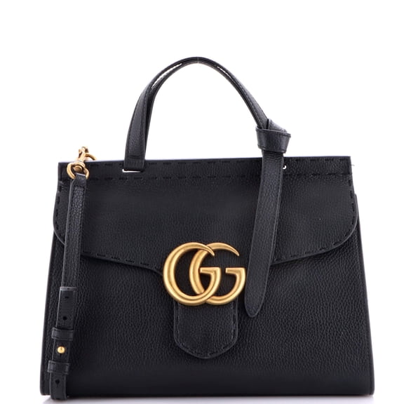Pre-Owned GG Marmont Top Handle Bag Leather Small By Rebag