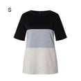 thumbnail image 2 of T-shirt pour Femmes à Blocs de Couleur, Manches Courtes, Col Rond, Haut T-shirt à Col Rond pour Femmes, Blouse à Col Rond, Noir Coloré, P, 2 of 6