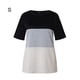 thumbnail image 1 of Camiseta de mujer Blusa con cuello redondo y manga corta en bloque de color, Color negro, S Eigraketly AP002555-51, 1 of 7