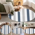 thumbnail image 6 of Blue Gray Striped Large Area Rugs for Bedroom Living Room, Soft Non Slip Carpet Bedside Rug, Farmhouse Stripe Art Round Floor Cover Kitchen Accent Rug 4' for Dining Room/Office, 6 of 9