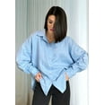 thumbnail image 2 of Womens Button Down Shirts Long Sleeve Cotton Gauze Tops Casual Collared Blouses Loose Fit Sky Blue M, 2 of 8
