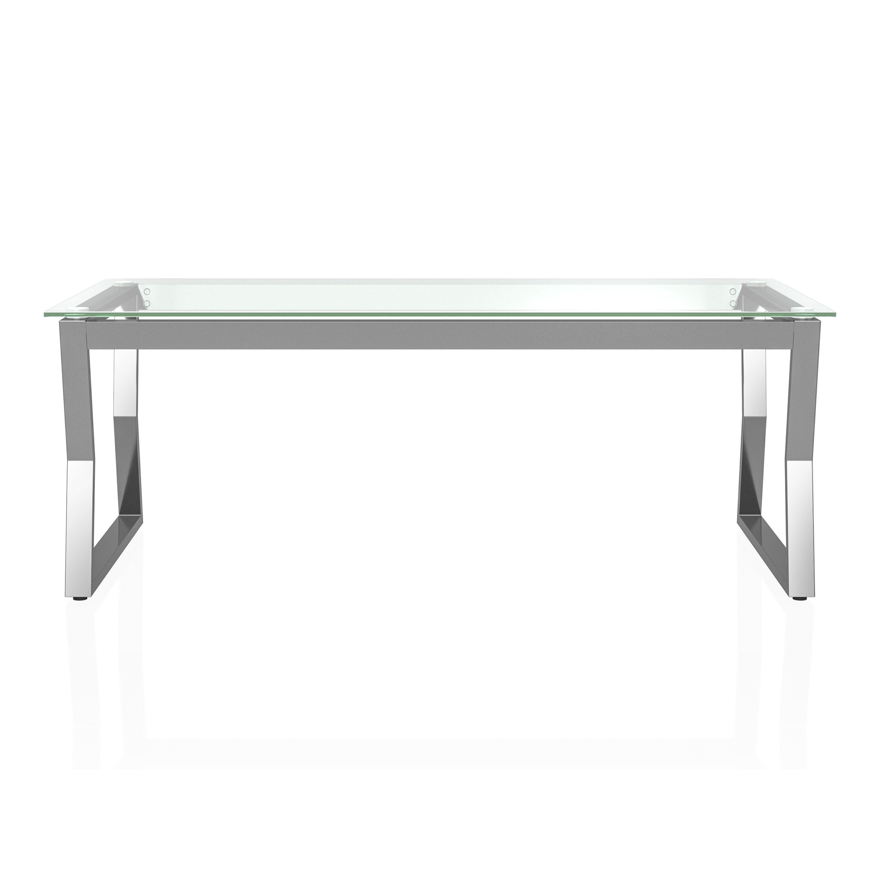 Furniture of America Liak Glass Top Coffee Table, Chrome