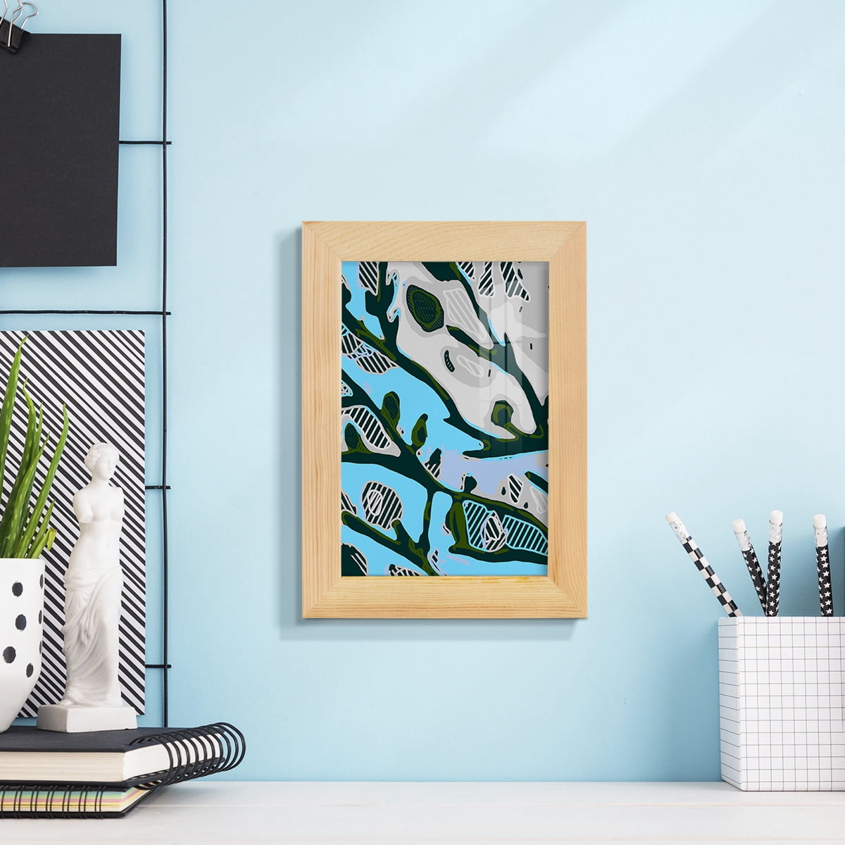 Abstract Tree Limbs I -Framed Print w/glass-Natural Wood