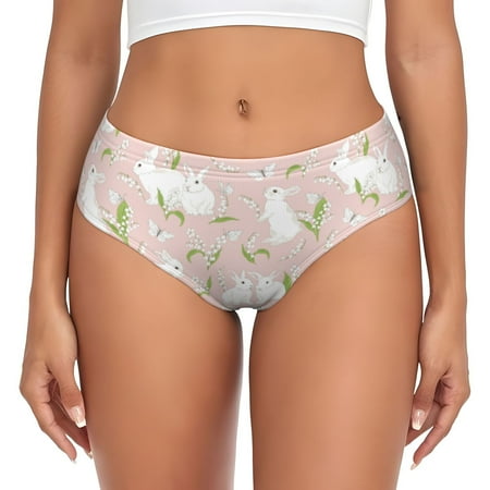 Womens Underwear - Cute rabbit white a No Show Seamless Underwear for Women  Kawaii Soft Stretch Women s Panties  Hipster Ladies Panties Bikini Underwear Briefs