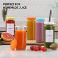 thumbnail image 4 of Boom 8 Pack Glass Juicing Bottle Drinking Jars with 2 Straws & 2 Lids w Hole- 16 OZ Travel Water Cups with Colored Airtight Lids, Reusable Tall Mason Jar for Juice, Boba, Smoothie, Tea, Kombucha, 4 of 7