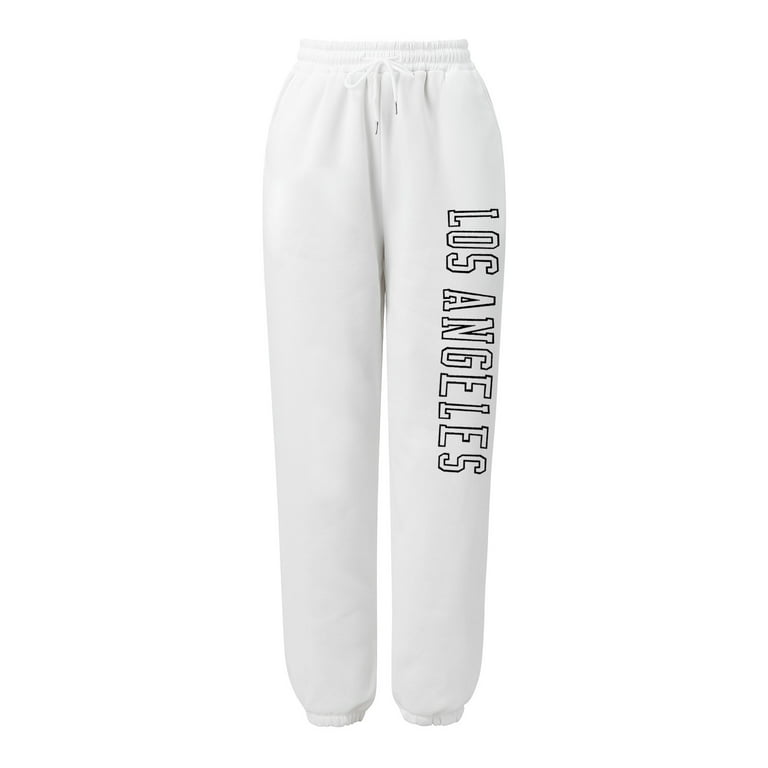 xinqinghao baggy sweatpants for women women loose fit elastic drawstring joggers  pants workout casual letter print baggy trousers running yoga gym harem sweatpants  womens lounge pants white l 