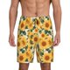 thumbnail image 1 of Balery Green Leaf Sunflower Pantalones cortos de pijama de punto de algodón para hombre con cinturilla y bolsillos-Small, 1 of 6