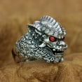 thumbnail image 4 of Red CZ Eyes 925 Sterling Silver Chinese Style Lion Ring Punk Jewelry TA268 US Size 7.5, 4 of 17