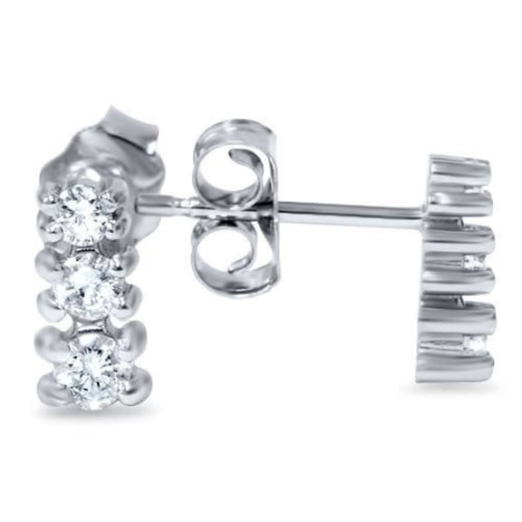 Pompeii 1/4ct Three Stone Diamond Earrings 14K White Gold (G/H,I2)