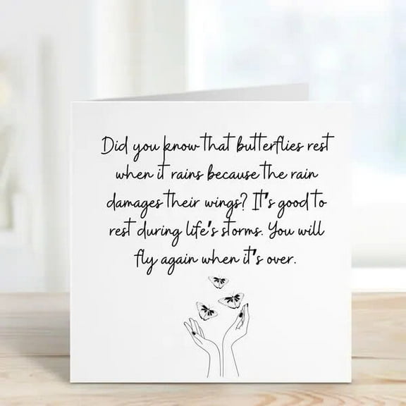 Inspirational Butterfly Card - "Rest During Storms" Quote - Perfect for Encouragement & Support - Blank Inside with Envelope