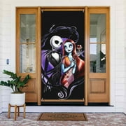 The Nightmare Before Christmas Door Cover Decorated Banner Tapestry Home Decoration Holiday Party Supplies Door Banner Porch Sign Banner 72.8 x 35.4 Inch