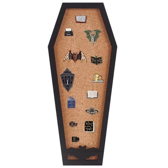 Coffin Bat Pin Board Cork Board 11.2x4.7inch Bulletin Display Board Wall Mounted Cork Board with Black Frame DIY