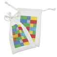 thumbnail image 2 of Cartoon Fabric Pouch Set of 2, Colorful Building Blocks Print Funny Vivid Playtime Themed, Small Drawstring Bag for Toiletries Masks and Favors, 9" x 6", Green and Blue, by Ambesonne, 2 of 2