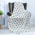 thumbnail image 4 of Natural Soft Flannel Fleece Throw Blanket, Blue Flowers and Buds Pattern and Leaves with Floral Ornaments, Cozy Plush for Indoor and Outdoor Use, 70" x 90", White Blue, by Ambesonne, 4 of 5