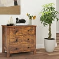thumbnail image 2 of Gymax Commode à 3 Tiroirs avec Poignées Pratiques, Rails de Glissement Fluides, Table d'Appoint, Brun Rustique, 2 of 9