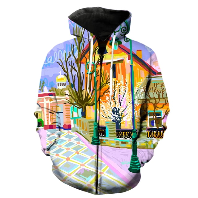 Sudadera con capucha y cremallera para hombre, diseño de grafiti abstracto, divertida, gran oferta 2024, informal, con estampado 3D, manga larga y capucha, para primavera