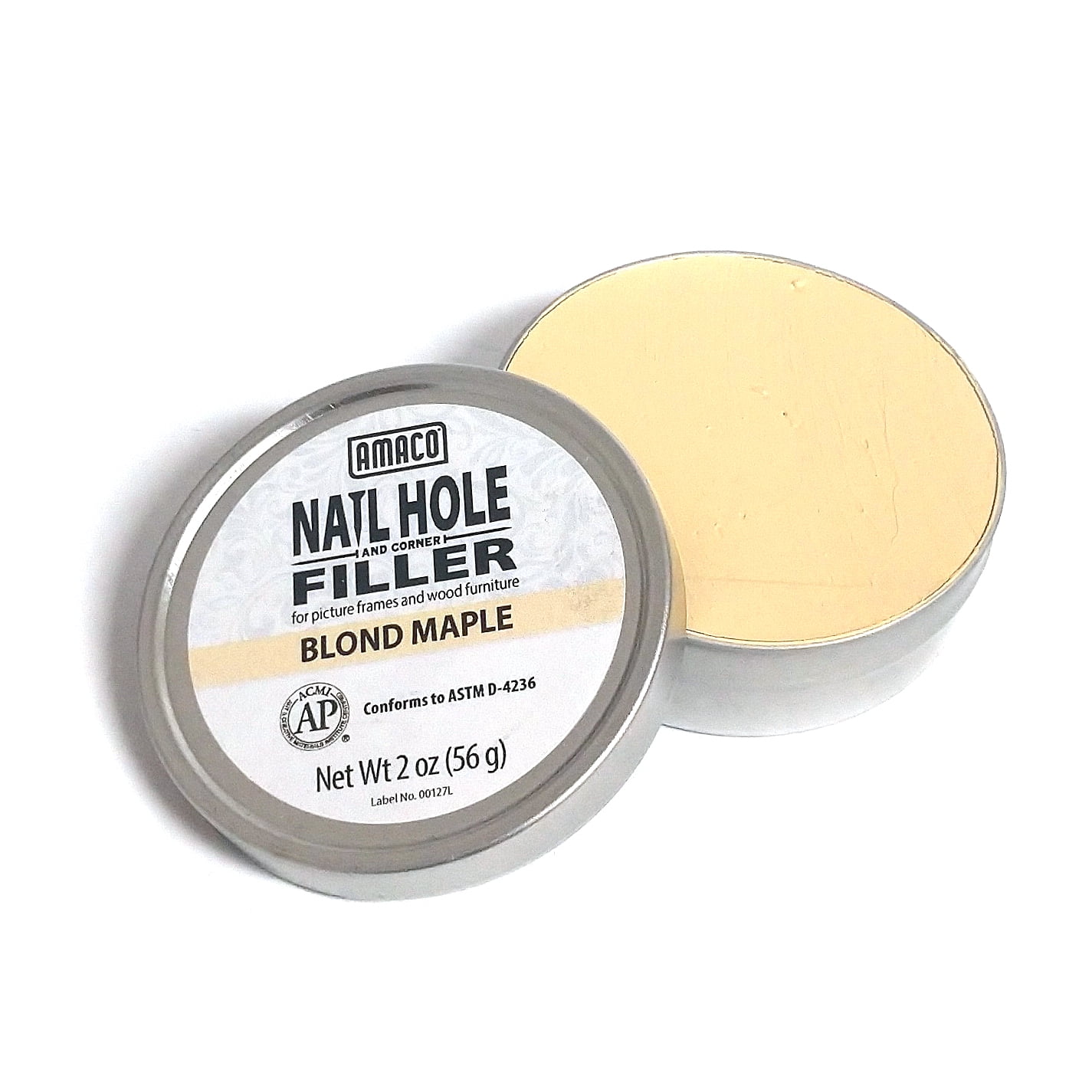 Amaco Nail Hole and Corner Filler for Wood, 2 Oz Tin, Blond Maple