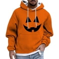 thumbnail image 2 of CONZONE Halloween Mens Hoodies Long Sleeve Hallowmas Pullover Hoodie for Men Funny Pumpkin Face Graphic Hooded Sweatshirts With Pocket, 2 of 5