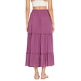 thumbnail image 6 of Women Solid Skirts Long Ruffle Layered Ladies Skirts for Summer, Purple, 6 of 6