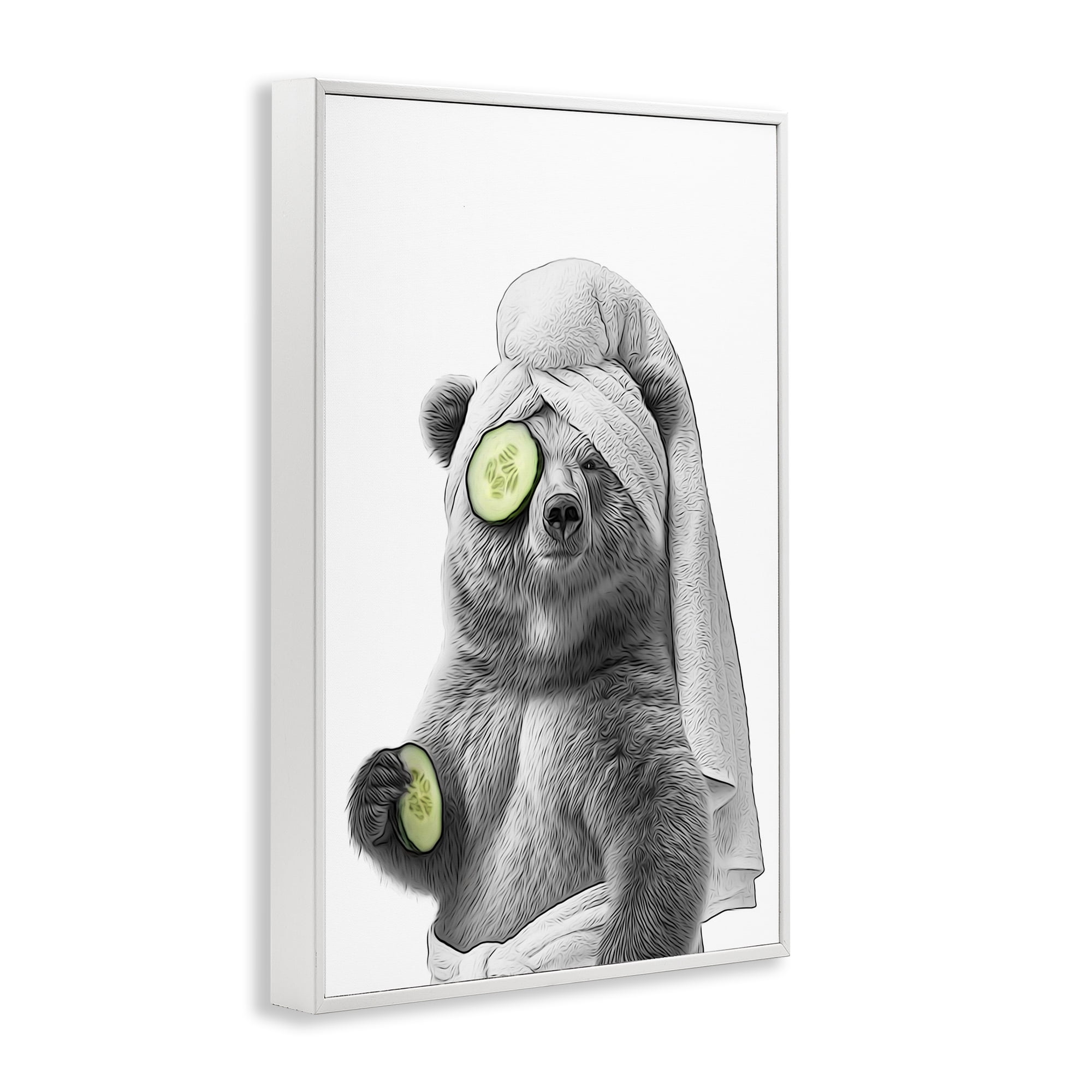 Stupell Industries Fun Bear Face Mask Typography Painting White Framed Art Print Wall Art, 16 x 24