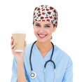 thumbnail image 5 of Scrub Caps Women Men, Cute Berry Rose Adjustable Working Caps, Turban Hat Cleaning Working Cap with Sweatband, Elastic Bandage Tie Back Nurse Cap, 5 of 5