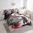 thumbnail image 3 of jejeloiu Japanese Samurai 7-Piece Twin Bedding Sets,Retro Ink Painting Bedding Comforter Set,Red Flower Floral Sheet Sets For Boys Kids,Microfiber Bedroom Decor Reversible, 3 of 8