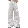 thumbnail image 3 of Kmdttou Cargo Plus Size Pants Women Baggy wide leg Flap High Waisted Work Pants Multi-Pockets Versatile Straight Leg Pants Trousers, 3 of 4
