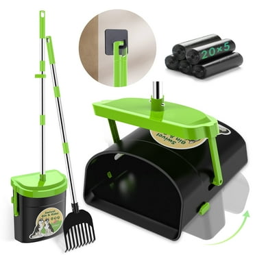 UPSKY Pooper Scooper Swivel Bin & Rake with 100 Waste Bags, Stainless Steel Long Handle Pooper Scooper for Large Medium Small Dogs, Metal Dog Poop Scooper with Hook for Easy Yard Cleanup