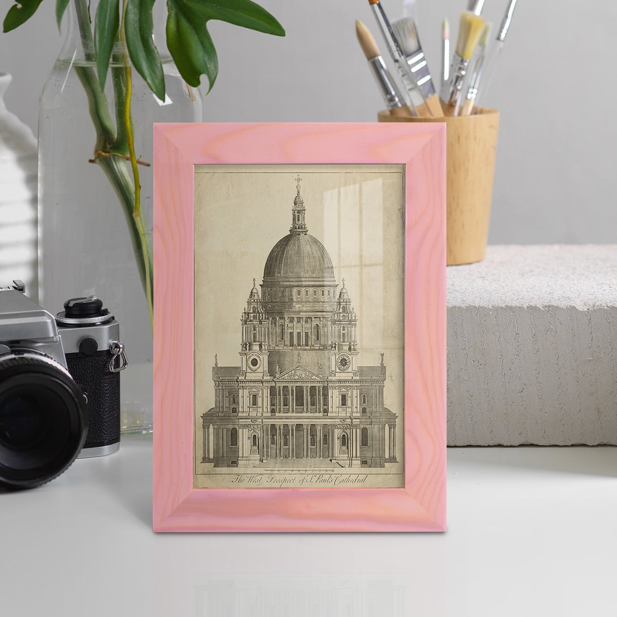 St. Paul's Cathedral -Framed Print w/glass-Sunset Pink