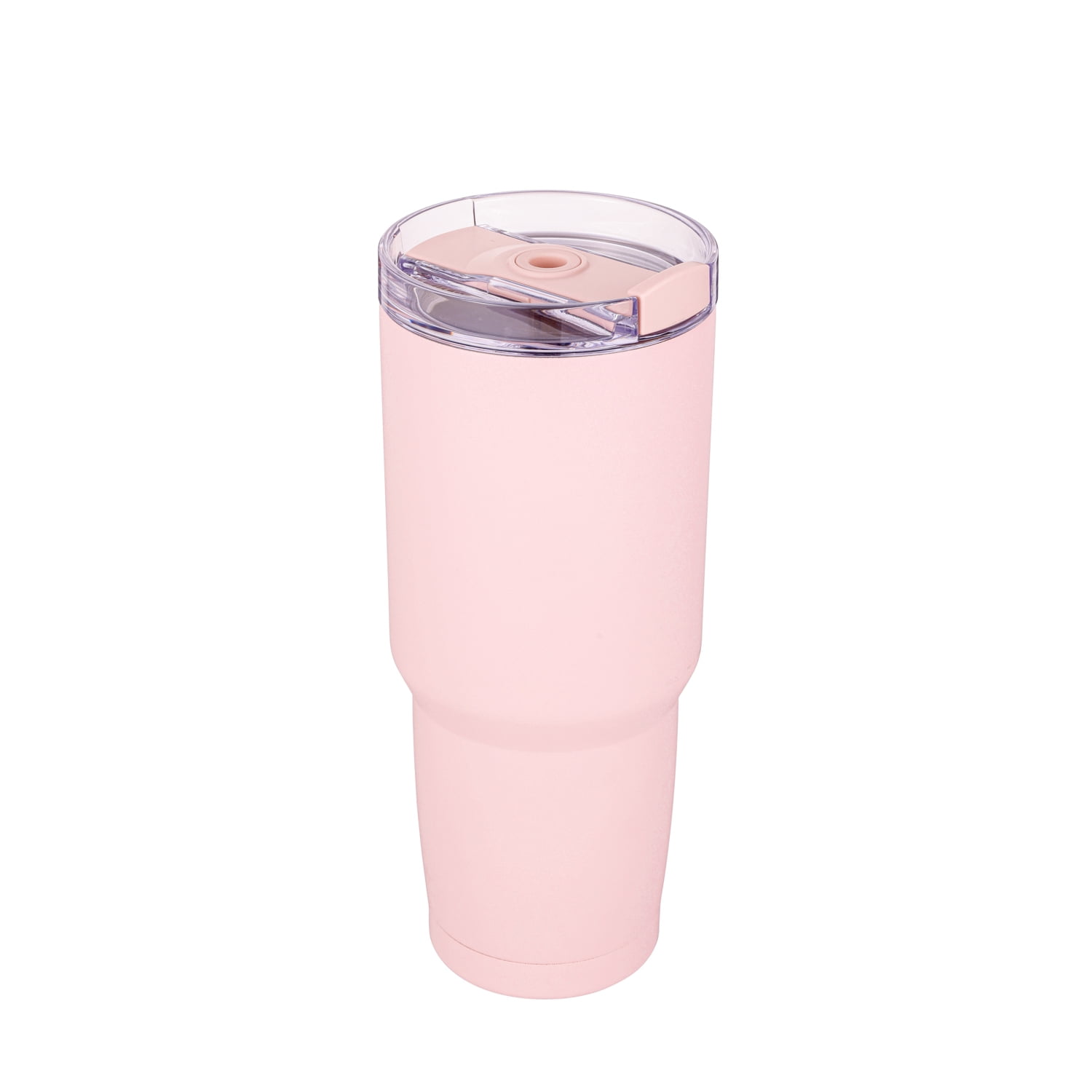 Mainstays  30 fl oz Stainless Steel Tumbler , 2 in 1 Function Lid，Pink Color