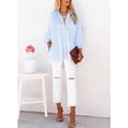 thumbnail image 4 of Camisa de novio para mujer LEMAFER a rayas azules de gran tamaño, 4 of 7