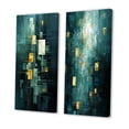thumbnail image 3 of Designart "Tranquil Serenity Abstract in Turquoise and Gold I" Abstract Painting Wall Art Set Of 2 - Modern Gold Gallery Wall Set For Home Decor, 3 of 6